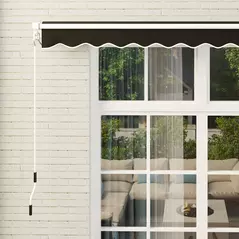 Outsunny 3 x 2.5m Garden Patio Manual Awning, Retractable Canopy Sun Shade Shelter with Fittings and Crank Handle, Black - 8