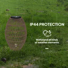 Outsunny Rattan Solar Lamp, Garden Solar Lantern with Auto On/Off Light, IP44 Waterproof, Decorative Outdoor Rattan Lamp for Porch, Pathway, Dark Brown - 7