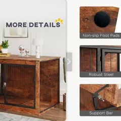 PawHut 46.46'' Dog Crate Furniture with Openable Top, Two Lockable Doors, for Extra Large Dogs, Rustic Brown - 7