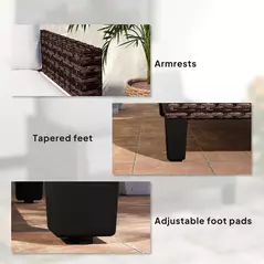 Outsunny Two-Seater Rattan Outdoor Sofa - Brown - 7