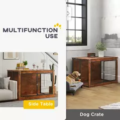 PawHut 46.46'' Dog Crate Furniture with Openable Top, Two Lockable Doors, for Extra Large Dogs, Rustic Brown - 4