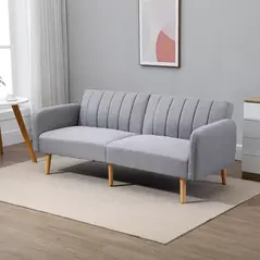HOMCOM Three-Seater Sofa Bed, with Split Back - Light Grey - 2