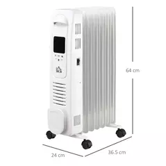 HOMCOM 1500W Digital Oil Filled Radiator, 7 Fin, Portable Electric Heater with LED Display, 24-Hour Timer, 3 Heat Settings, Safety Cut-Off and Remote Control, White - 3