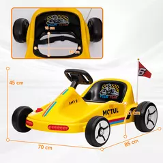 AIYAPLAY 6V Electric Go Kart for Kids with Music, Light, Horn, for 3-5 Years, Yellow - 3