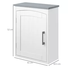 kleankin Bathroom Cabinet Wall Mounted, Modern Bathroom Wall Cabinet with Arched Door and Adjustable Shelf, Bathroom Storage Cabinet, Light Grey and White - 3