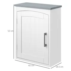 kleankin Bathroom Cabinet Wall Mounted, Modern Bathroom Wall Cabinet with Arched Door and Adjustable Shelf, Bathroom Storage Cabinet, Light Grey and White - 3