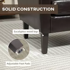 HOMCOM Faux Leather Simple Armchair - Brown - 6