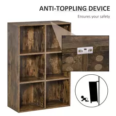 HOMCOM Six-Cube Bookcase - Rustic Brown Wood Effect - 4
