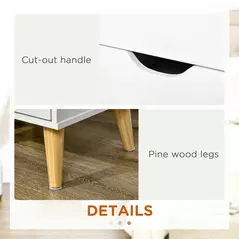 HOMCOM Bedside Table, Bedside Cabinet with 2 Drawers, Side End Table with Pine Wood Legs for Bedroom Living Room, White - 6