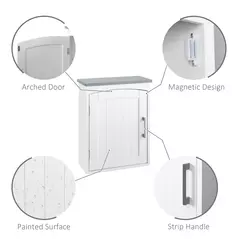 kleankin Bathroom Cabinet Wall Mounted, Modern Bathroom Wall Cabinet with Arched Door and Adjustable Shelf, Bathroom Storage Cabinet, Light Grey and White - 7