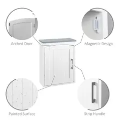 kleankin Bathroom Cabinet Wall Mounted, Modern Bathroom Wall Cabinet with Arched Door and Adjustable Shelf, Bathroom Storage Cabinet, Light Grey and White - 7