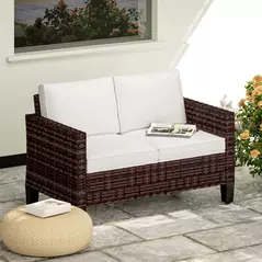 Outsunny Two-Seater Rattan Outdoor Sofa - Brown - 2