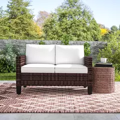 Outsunny Two-Seater Rattan Outdoor Sofa - Brown - 9