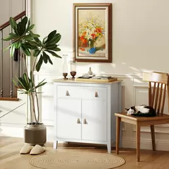 HOMCOM Farmhouse Style Sideboard - White - 9