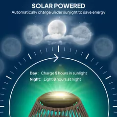 Outsunny Rattan Solar Lamp, Garden Solar Lantern with Auto On/Off Light, IP44 Waterproof, Decorative Outdoor Rattan Lamp for Porch, Pathway, Dark Brown - 4