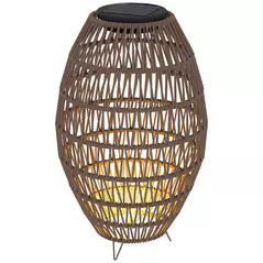 Outsunny Rattan Solar Lamp, Garden Solar Lantern with Auto On/Off Light, IP44 Waterproof, Decorative Outdoor Rattan Lamp for Porch, Pathway, Dark Brown - 1
