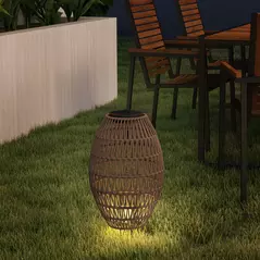 Outsunny Rattan Solar Lamp, Garden Solar Lantern with Auto On/Off Light, IP44 Waterproof, Decorative Outdoor Rattan Lamp for Porch, Pathway, Dark Brown - 8