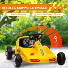 AIYAPLAY 6V Electric Go Kart for Kids with Music, Light, Horn, for 3-5 Years, Yellow - 4