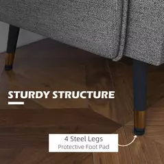 HOMCOM Modern Two Seater Sofa, Button Tufted Loveseat with Cushions and Steel Legs for Living Room, Guest Room, Dark Grey - 5