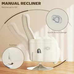 HOMCOM 10-Point Massage Recliner Armchair - Cream - 6