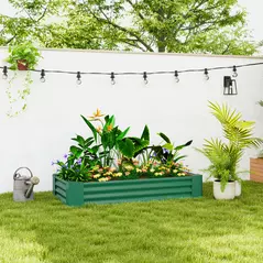 Outsunny 180 x 90cm Galvanised Steel Open Planter - Green - 2