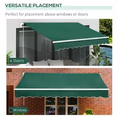 Outsunny Awning Canopy Manual Retractable Porch Sun Shade Shelter 3 x 2m Green - 5