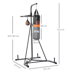 HOMCOM Freestanding Boxing Punch Bag & Speed ball Station, for Home Gym, Grey - 3