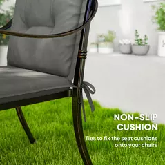 Outsunny Set of Four Padded Garden Seat Cushions - Light Grey - 6