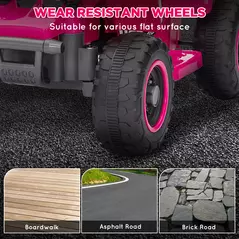 AIYAPLAY 6V Electric Quad Bike for Kids, Ride On ATV w/ Forward/Reverse, Headlights, for Ages 18-36 Months, Pink - 6