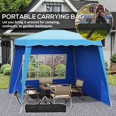 Outsunny 2.4 x 2.4m Two Wall Pop Up Gazebo - Blue - 8