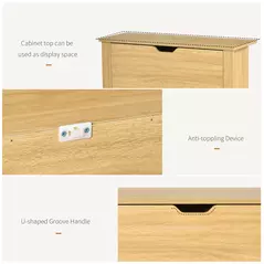 HOMCOM Narrow Shoe Cabinet, Space Saving Shoe Storage Cabinet with 2 Flip Drawers and Adjustable Shelves for 6-12 Pairs of Shoes for Hallways and Living Room, Natural Wood Finish - 6