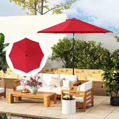 Outsunny 3 m Replacement Parasol Canopy with Top Vent, UPF 50+ Garden Parasol Replacement Canopy, 8 Rib Parasol Cover Replacement Fits Various Frames, Red - 2