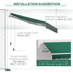 Outsunny Awning Canopy Manual Retractable Porch Sun Shade Shelter 3 x 2m Green - 8