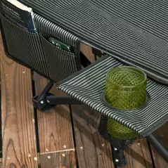 Outsunny Foldable Camp Bed, Padded Patio Camping Bed with Carry Bag, Magazine Bag and Cup Holder for Outdoor, Garden, Grey - 8