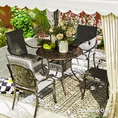 Outsunny Set of Four Padded Garden Seat Cushions - Light Grey - 8