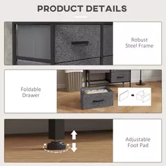 HOMCOM Fabric Chest of Drawers, Industrial Bedroom Dresser with 8 Fabric Drawers, Steel Frame and Wooden Top for Nursery, Living Room, Hallway, Black - 6