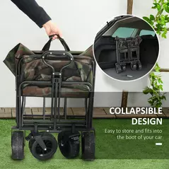 Outsunny 95L Folding Steel Frame Garden Trolley, with Handle - Multicolour - 4