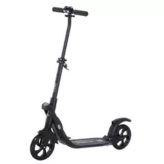 HOMCOM Folding Kick Scooter Hight-Adjustable Urban Scooter w/ Rear Brake, Double Shock Absorption System & 2 Big Wheels, For 14+ Teens Adult, Black - 1