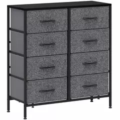 HOMCOM Fabric Chest of Drawers, Industrial Bedroom Dresser with 8 Fabric Drawers, Steel Frame and Wooden Top for Nursery, Living Room, Hallway, Black - 1
