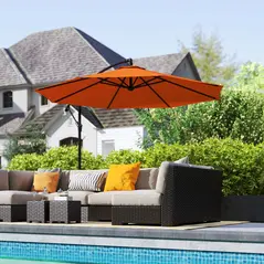 Outsunny 3m Garden Banana Parasol with Cross Base for Garden Family Use, Orange - 9