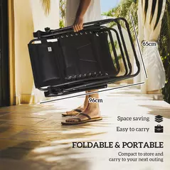 Outsunny Zero Gravity Lounger Chair Set of 2, Folding Reclining Patio Chair with Shade Cover, Padded Seat, Cup Holder, Soft Cushion and Headrest for Poolside, Camping, Black - 7