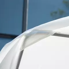 Outsunny Double Sun Lounger with Adjustable Detachable Canopy, Portable Garden Daybed for 2 with Wheels, Outdoor Sunbed Hammock with 2 Pillows, 220 KG Max. Load, White - 9