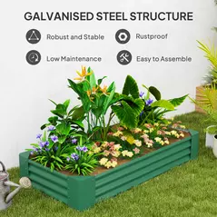 Outsunny 180 x 90cm Galvanised Steel Open Planter - Green - 5