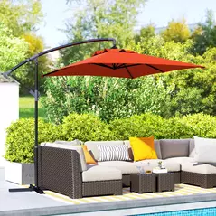 Outsunny 3(m) Cantilever Overhanging Parasol, with Cross Base - Orange - 2