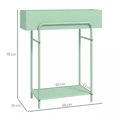 Outsunny 2 Tier Plant Stand, Metal Plant Rack Shelf with Drain Holes, Floor-standing Flower Pot Stand for Indoor Outdoor Garden Patio Balcony Living Room, Green - 3
