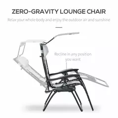 Outsunny Zero Gravity Lounger Chair, Folding Reclining Patio Chair with Shade Cover, Padded Seat, Cup Holder, Soft Cushion and Headrest for Poolside, Camping, Grey - 4