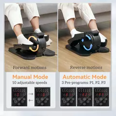 SPORTNOW Under Desk Elliptical Machine, Seated Pedal Exerciser, Mini Electric Elliptical Machine for Seniors with LCD Monitor, Remote Control and 10 Adjustable Speed, Quiet & Portable, Black - 4