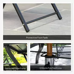 Outsunny Seven-Piece Steel Outdoor Dining Set, with Parasol Hole - Grey - 8