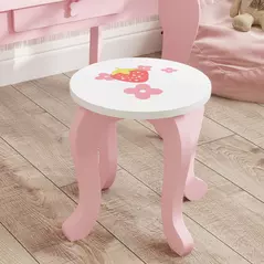 AIYAPLAY Kids Dressing Table Set, Vanity Table with Stool, Mirror, Drawer, Desktop, Storage, Strawberry-Theme, Pink - 8