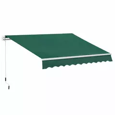 Outsunny Awning Canopy Manual Retractable Porch Sun Shade Shelter 3 x 2m Green - 1